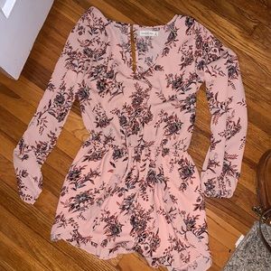 Abercrombie pink floral long sleeve romper
